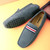 Men's grey stripe strap slip on shoe loafer 09
