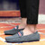 Men's grey stripe strap slip on shoe loafer 06