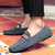 Men's grey stripe strap slip on shoe loafer 08