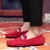 Men's red stripe strap slip on shoe loafer 06