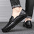 Men's black metal buckle slip on shoe loafer 05