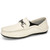 Men's beige metal buckle slip on shoe loafer 01