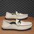 Men's beige metal buckle slip on shoe loafer 09