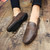 Men's khaki cross pattern slip on shoe loafer 02