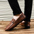Men's brown stripe thread metal ornament slip on shoe loafer 06