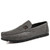 Men's grey stripe thread metal ornament slip on shoe loafer 01