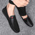 Men's black strap accents slip on shoe loafer 02