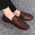 Men's brown strap accents slip on shoe loafer 04