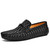 Men's black buckle wave stripe pattern slip on shoe loafer 01