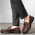 Men's dark brown metal buckle sewn accents slip on shoe loafer 08