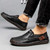 Men's black sewn accents casual slip on shoe loafer 02