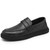 Men's black penny strap slip on shoe loafer in plain 01