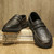 Men's black penny strap slip on shoe loafer in plain 06