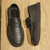 Men's black penny strap slip on shoe loafer in plain 08