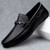 Men's black metal buckle on top slip on shoe loafer 07