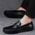 Men's black metal buckle on top slip on shoe loafer 02