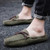 Men's dark green hollow out lace slip on shoe loafer 08