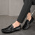 Men's black metal buckle croc skin pattern slip on shoe loafer 05