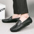 Men's black metal buckle croc skin pattern slip on shoe loafer 02
