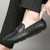 Men's black metal buckle croc skin pattern slip on shoe loafer 05