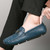 Men's blue metal buckle croc skin pattern slip on shoe loafer 05