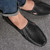 Men's black hollow cut out sewn accents slip on shoe loafer 02