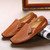 Men's brown hollow cut out sewn accents slip on shoe loafer 08