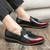 Men's red brogue tassel on top slip on dress shoe 06