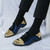 Men's blue golden brogue tassel on top slip on dress shoe 05