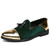 Men's green golden brogue tassel on top slip on dress shoe 01