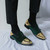 Men's green golden brogue tassel on top slip on dress shoe 04