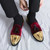 Men's red golden brogue tassel on top slip on dress shoe 07