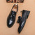 Men's black brogue tassel on top slip on dress shoe 09