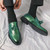 Men's green brogue tassel on top slip on dress shoe 06