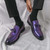 Men's purple brogue tassel on top slip on dress shoe 02