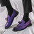 Men's purple brogue tassel on top slip on dress shoe 03