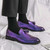 Men's purple brogue tassel on top slip on dress shoe 06