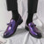 Men's purple brogue tassel on top slip on dress shoe 08