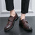 Men's brown brogue retro monk strap slip on dress shoe 03