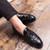 Men's black brogue croc skin pattern tassel slip on dress shoe 03