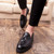 Men's black brogue croc skin pattern tassel slip on dress shoe 06