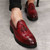 Men's red brogue croc skin pattern tassel slip on dress shoe 03