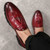 Men's red brogue croc skin pattern tassel slip on dress shoe 04