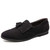 Men's black brogue tassel on top slip on dress shoe 01