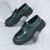 Men's green pattern metal buckle thick sole slip on dress shoe 09