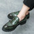 Men's green croc skin pattern monk strap slip on dress shoe 03