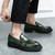 Men's green croc skin pattern monk strap slip on dress shoe 04