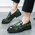 Men's green croc skin pattern monk strap slip on dress shoe 09