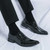 Men's black croc skin pattern point toe slip on dress shoe 02