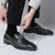 Men's black retro metal buckle penny slip on dress shoe 06